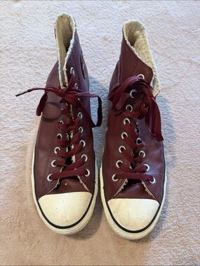 Converse Burgundy High-Top Sneakers leather / faux fur